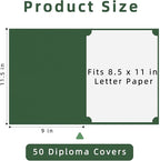 HAUTOCO 50 Pack Certificate Holders, Green Diploma Folders Certificate Covers with Gold Foil Border for Letter Size 8.5x11 Cardstock, Award, Document, Graduation