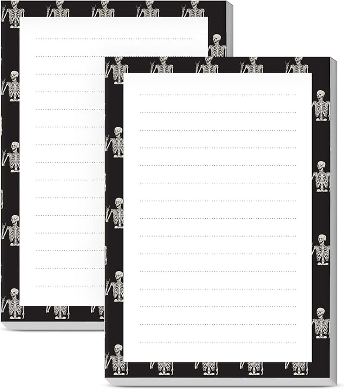SXboxing Sticky Notes 4X6 Inches, 2 Pack Large Cute Self-Stick Pads, Bright Funny Memo Pads Easy to Stick for Home, Office Cute Rock Skulls