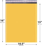 Kraft 10.5x16 Large Bubble Mailers #5 | Self Seal Padded Envelopes | Air Lined Cushioned Yellow Bubble Mailer | Usable Size 10.5x15 | 200 Pack Bulk | Lightweight shipping Bags | Made in USA
