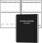 Heveboik Income & Expense Log Book - A4 Income and Expense Tracker for Small Business, Accounting Bookkeeping Tracking for Woman and Man, 8" x 10.5", Black
