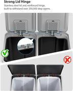 Lovewind Kitchen Trash Can, 2 x 8 Gallon (2 x 30 L) Stainless Steel Trash and Recycle Bin Combo with Soft-Close Lid, Dual Compartment Recycling Kitchen Step Trash Bin, White