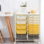 LDAILY 15 Drawer Rolling Storage Cart, Rolling Cart with Drawers for Classroom, Art Supply Craft Organizer on Wheel with Metal Frame & Handles for Home Office School