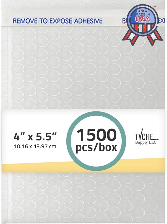 TYCHE Clear Bubble Bags 4 x 5.5 in / 10.16 cm x 13.97 cm Self-Sealing Bubble Mailers for Shipping Bubble Wrap Pouches Padded Mailing Envelopes 1,500 Pack MADE IN USA (4" x 5.5", 1500.0, Count)