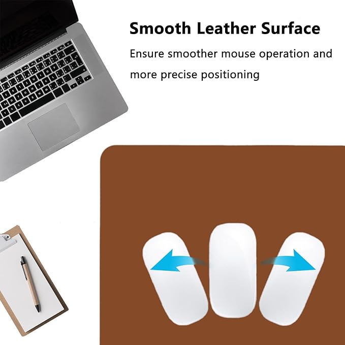 PU Leather Desk Pad Protector Gaming Mouse Pad Non Slip Desk Mat for Keyboard and Mouse Waterproof Desk Writing Pad for Office and Home Desk Accessories(Brown, 23.6 * 11.8)