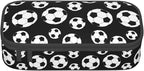 Black And White Soccer Ball Pencil Case Big Capacity Storage Pencil Pouch Stationery Bags With Zipper Portable Pen Holder Box Organizer For Boys Girls Teens Student College School Office Supplies
