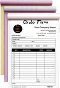 Custom Invoice Book in 3-Part /2-Part Receipt Book with Carbon Copies Personalized Carbonless Service Invoice Form Books Sales Order Book with Company Name Logo Address,B-Order Form Book with Logo