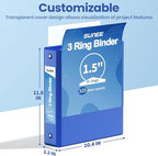 SUNEE 3 Ring Binder 1.5 Inch 1 Pack, Clear View Binder Three Ring PVC-Free (Fit 8.5x11 Inches) for School or Office Supplies, Cobalt Blue