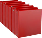 CIXILDTS 2-inch Round Ring Binder, Durable 2" 3 Ring Binder Fit Letter Size Paper, Red, 6-Pack