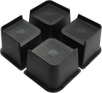 MXMZHXU Bed Risers 2 inch, 3 inch, 4 inch, 6 inch or 8 inch Heavy Duty Furniture Risers, Up to 6000 Lbs L Shaped Design Bed Lifts Blocks for Couch Desk Sofa Table (Black, 4 Inch 4 Pack)