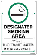 Locmorly Designated Smoking Area Place Extinguished Cigarettes In Container Provided Aluminum Sign, 8x12 Inch