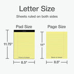 Oxford 8.5 x 11.75 Inch Legal Pads, 3 Pack, Wide Ruled on Both Sides, Canary Yellow Paper, 50 Perforated Sheets Per Writing Pad, Proudly Made in the USA (1017035)