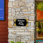 Signs ByLITA Sunflower Corners Black Background Personalized Hanging Wall or Door Sign (5 x 10") | Custom Signage for Your Home & Business