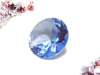 CLICK2GO 3” / 80 mm Light Blue Diamond Shaped Glass Crystal Paperweight – Home Office Decor & Wedding Favors Decoration with Gift Box
