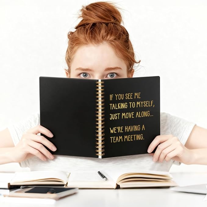 Vgrti If You See Me Talking to Myself Team Meeting Spiral Notebook, Funny Office Notebook for Coworker, Sarcastic Work Gag Gifts Promotion Appreciation Gifts for Women Men Colleague Boss Employee HR