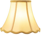 Saangseon Bell Lamp Shade, Scalloped Golden Fabric Lampshade Replacement, Softback, 7'' Top x 14'' Bottom x 10.5'' Slant Height x 10'' Vertical Height, Lamp Harp Included