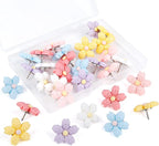 Decorative Push Pins,30pcs Flower Push Pins for Cork Board Colorful Thumb Tacks Cute Push Pins Fun Thumb Tacks Decorative for Photo Wall, Feature Wall,Map, Bulletin Board, Office or Home