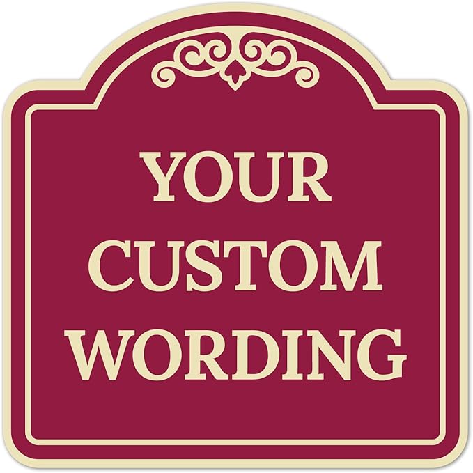 Custom Decorative Sign, Personalized Metal Sign for Business, Driveway, Home, Airbnb, Office Door Plaque,Burgundy Background Sign, 24x24 Inches, ACM, Fade Resistant, Made in USA by Sigo Signs