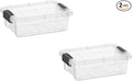 Superio Mini Storage Container Plastic Crayon Box Art Supplies and Sewing Case Stackable Clear Small Organizer for Beads, Stationery, Chalk, and Food, 0.7 Quart, 2 Pack