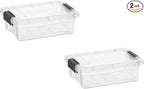Superio Mini Storage Container Plastic Crayon Box Art Supplies and Sewing Case Stackable Clear Small Organizer for Beads, Stationery, Chalk, and Food, 0.7 Quart, 2 Pack