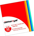 Gemsroyal Colored Half Sheet Shipping Labels Printable,5.5"×8.5" Half Page,5 Colors Assorted(Red,Orange,Yellow,Blue,Green),Color Neon Label Sticker Paper for Printer,Coloful Large Stickers Labels
