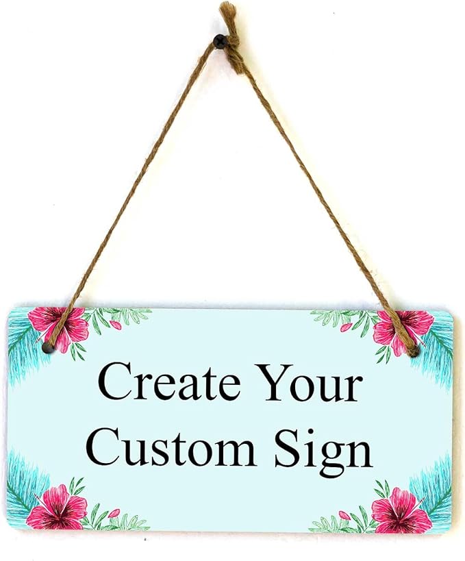 Signs ByLITA Tropical Hibiscus Personalized Hanging Wall or Door Sign (5 x 10") | Custom Signage for Your Home & Business