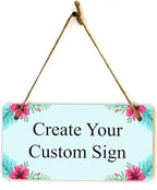 Signs ByLITA Tropical Hibiscus Personalized Hanging Wall or Door Sign (5 x 10") | Custom Signage for Your Home & Business
