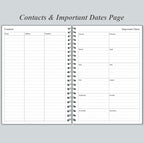 Daily Planner Undated - A5 To Do List Notebook Hourly Schedules, Spiral Appointment Planner for Women and Men, PVC Hardcover, Inner Pocket, Elastic Closure, 5.8" x 8.3", Grey