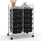 GLACER 10 Drawer Rolling Cart, Storage Cart with Lockable Whieels & Metal Frame, Trolley for Art Craft Oganizer, Mobile Utility Cart for Office, School, Classroom, Kitchen (Black)