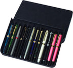 MIVLXLX PU Leather 12 Fountain Pen/Pencil Tray Case Organizer, Fashion Design, Handmade, Magnetic Closure with Drawer, Christmas Gift for Man/Woman/Office, 12 Slots(black)