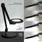 Neatfi XL Bifocal LED Magnifying Lamp, 7-Inch Acrylic Lens, 5D/20D Magnification, Hands-Free, Dimmable, 84 SMD LED, Adjustable Arm for Crafts, Reading, Close Work (Black, with Base)