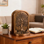 Large Vintage Tree of Life Bookends Set – 2 Non-Skid Heavy Bookends, Antique Bronze Finish Resin Decorative Bookends for Heavy Books, Office, Library, Bookshelf, Living Room, Housewarming Gift