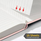 Annecy Lined Journal Notebook, Hardcover Leather Journal for Women & Men, 160 Numbered Pages, Medium 5.5" x 8.25", 100 GSM Thick Paper, Pink