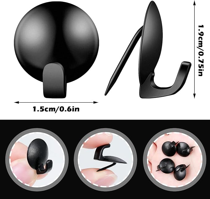 Zhengmy 30 Pcs Metal Cubicle Hooks Fabric Panel Wall Hooks Cubicle Clips Push Pins Picture Hangers for Bulletin Board 20 Lbs Kitchen Office Home Accessories Supplies(Black)