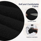 MeMoreCool Stuffed Round Pouf Ottoman Foot Rest, Floor Pouf Foot Stool with Soft Foam Chunk Filling, Small Round Ottoman Footstool Circle Footrest for Living Room, Black
