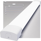 Modlicht LED Shop Light Fixture, 2FT Linkable 18W Plug in Wall Light, 5000K Closet Light for Workbench Kitchen Basement, Under Cabinet Lighting, LED Tube Light Fixture with Plug, Triproof, White