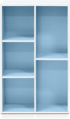 Furinno LUDER Book Shelf, 5-Cube Bookshelf, Reversible Bookcase, 9.4 x 19.5 x 31.5, for Living Room, Bedroom, Home Office, White/Light Blue
