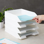 Stockroom Plus Rectangular Letter Trays - Paper Trays for Classroom - Desktop Paper Organizer & File Holder - Document Organizer for Desk Storage - Pack of 4, White, 10 x 13.5 x 2.5 in