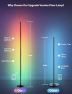 YIKBIK 2PCS RGB Floor Lamp, Bluetooth APP and Remote Control 65" Smart Modern Standing Lamp Music Sync 16 Million DIY Colors Changing LED Floor Lamp with Heavy Base for LivingRoom Bedroom GameRoom