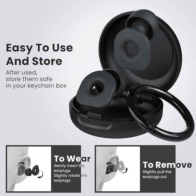 LOETRUY 2 Pairs of Ear Plugs for Sleeping,Reusable Hearing Protection Earplugs with 8 Pairs Ear Tips & One Connector Cord,Soft Ear Plugs for Noise Reduction,Concert,Musician & Work - 25dB-30dB