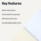 Amazon Basics Wide Ruled Spiral Notebook, 70 Sheets, 8" x 10-1/2", 5 pack, Assorted Pastel Solid Colors