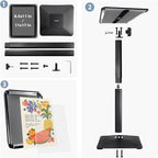 STANDNEE Poster Stand Holder Pedestal Floor Standing Sign Holder 11"x 17" Vertical and Horizontal View Sign Display, Aluminum Snap Open Frame with Safety Corner (Black, 3Packs)