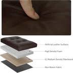BelugaHelper Storage Ottoman Foot Rest Stool, Foldable Leather Footstool Storage Bench with Thicker Foam Padded Seat. Foot Rest Under Desk for Living Room Bedroom 350 lbs, 17x13x13 in, Brown