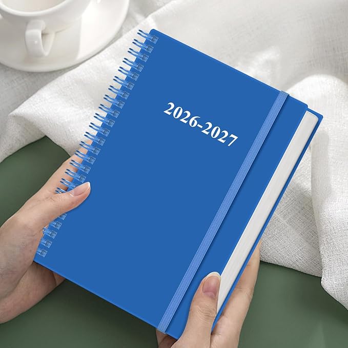 2026-2027 Planner - Weekly & Monthly Planner from January 2026 - June 2027, Spiral Planners 2026-2027 with Elastic Closure, Inner Pocket, Medium 5.8" x 8.3", Blue