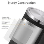 Mbillion Small Trash Can with Swing Lid 4 Gallons/15 Liter, Mini Trash Can with lid, Stainless Steel Cylindrical Garbage Can for Home and Office, for Ground and Desktop(Black)