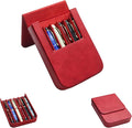 MIVLXLX Leather 6 Fountain Pen/Pencil Tray Case, Handmade, Magnetic Closure with Drawer Design, Gift Choice for Man/Woman/Office, 6 Slots（red）