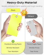 Uniclife 120 Pcs Yellow Plastic Tags for Labeling 4.7"x 2.36" Plastic Shipping Tag with Wire Writable Waterproof Tag Price Tags with Reinforced Eyelet Blank Hang Label for Luggage