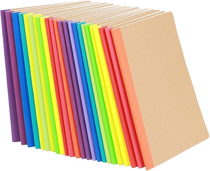 24 Pack Kraft Notebooks, Journals in Bulk for Writing, Blank Paper Sketchbooks, 60 Pages Notebook, 8.3x5.5 Inch, A5 Size, Travel Journal Set, for Gifts, Students and Office Supplies