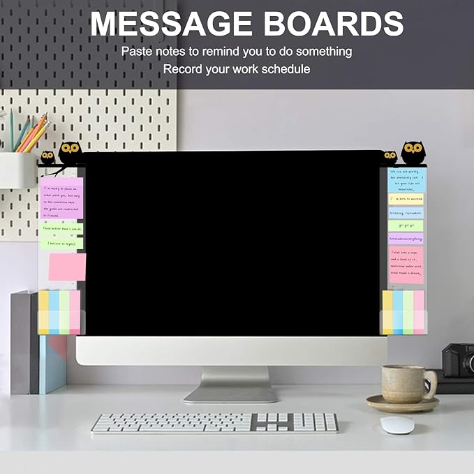 Office Desk Accessories 2pcs Multifunction Computer Monitor Memo Board - Transparent Computer Side Panel Memo Creative Monitor Side Panel Suitable for Office Home Desktop