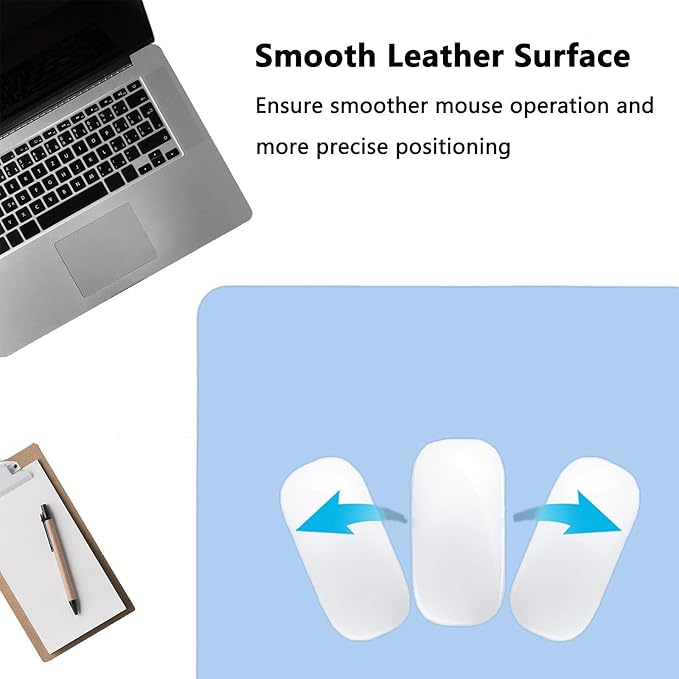 PU Leather Desk Pad Protector Gaming Mouse Pad Non Slip Desk Mat for Keyboard and Mouse Waterproof Desk Writing Pad for Office and Home Desk Accessories(Blue, 35.4 * 17.7)