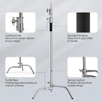 2 Pack Photography C Stand: 100% Stainless Steel - Max Height 10.5ft/131inch Heavy Duty Light Stand
